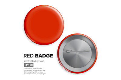 Blank Red Badge Vector. Realistic Illustration. Shiny Empty Circle Button Badge Isolated.