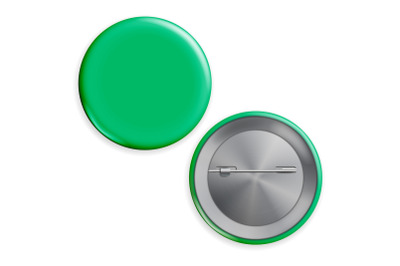 Blank Green Badge Vector. Realistic Illustration. Empty Circle Button Pin. Isolated.