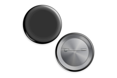 Blank Black Badge Vector. Advertise Blank Round Metal Button.