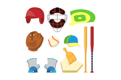 Golf Icons Set Vector. Golf Accessories. Cup, Flag, Grass, Cap, Stick, Bag, Car. Isolated Flat Cartoon Illustration