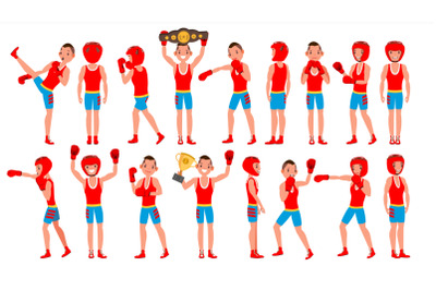 Male Exercising Boxing Vector. Active Sport Lifestyle. Athlete In Action. Cartoon Character Illustration