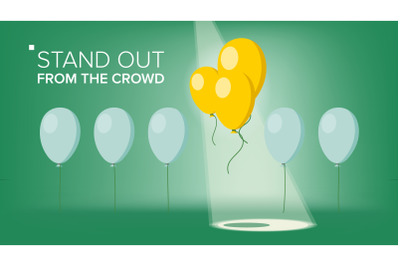 Stand Out From The Crowd Vector. Outstanding Balloon Different From Other. Business Success. Good Idea, Leadership. Flat Illustration