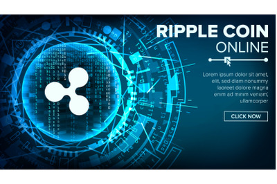 Ripple Abstract Technology Background Vector. Binary Code. Fintech Blockchain. Cryptography. Cryptocurrency Mining Concept Illustration.