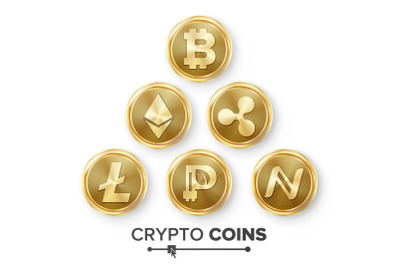 Digital Currency Counter Icon Set Vector