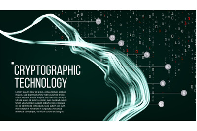 Cryptographic Technology Background Vector. Artificial Intelligence. Cryptography Binary Technologies. Presentation Illustration