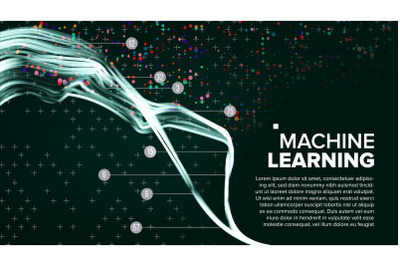 Machine Learning Background Vector. Analytics Cloud. Machine Information Technologies. Software Illustration