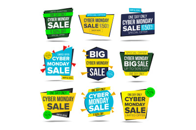 Cyber Monday Sale Banner Vector. Monday Advertising Element. Isolated On White Illustration