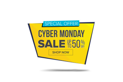 Cyber Monday Sale Banner Vector. Shopping Background. Discount Special Offer Sale Banner. Product Discounts On Websites. Isolated Illustration