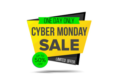 Cyber Monday Sale Banner Vector. Discount Banner. Monday Sale Banner Tag. November Online Sales Concept. Cyber Price Tag Label. Super Sale Flyer. Isolated Illustration