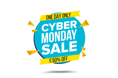 Cyber Monday Sale Banner Vector. Website Sticker&2C; Cyber Web Page Design. Big Super Sale. Online Sales Concept. Isolated On White Illustration