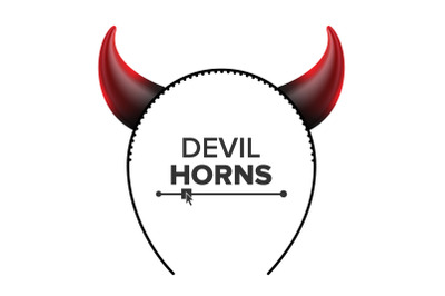 Devil Horns Vector. Head Gear. Red Luminous Horn. Demon Or Satan Horns Symbol, Sign, Icon. Isolated On White