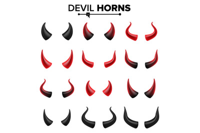 Devil Horns Set Vector. Good For Halloween Party. Satan Horns Symbol Isolated Illustration.