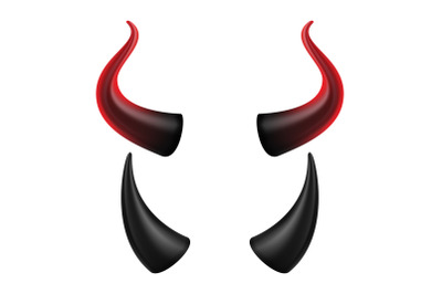 Devil Horns Vector. Halloween Evil Horns Sign, Icon. Isolated On White Background