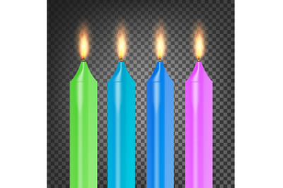 Burning 3D Realistic Dinner Candles Vector