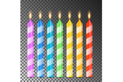 Burning 3D Realistic Dinner Candles Vector