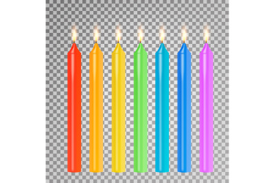 Burning 3D Realistic Dinner Candles Vector