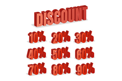 Discount Numbers 3d Vector