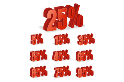 Discount Numbers 3d Vector