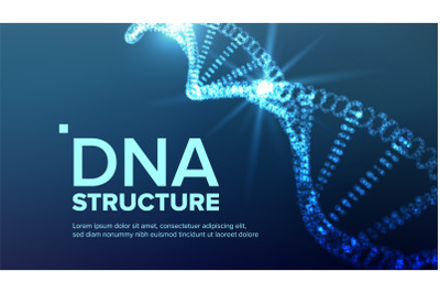 Dna Structure Vector. Futuristic Code. Biotechnology Concept. Biochemistry Flyer. Illustration