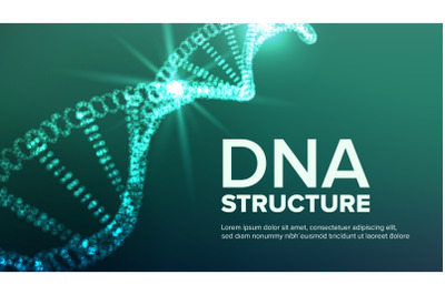 Dna Structure Vector. Abstract Helix. Genetic Molecule. Futuristic Code. Illustration