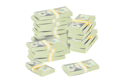 Money Stacks Vector. Realistic Concept