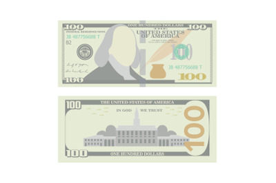 100 Dollars Banknote Vector. Cartoon