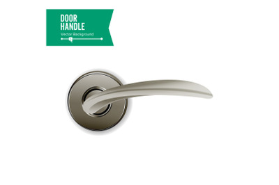 Door Handle Vector. Realistic Classic Element Isolated On White Background. Metal Door Handle Lock. Stock Illustration