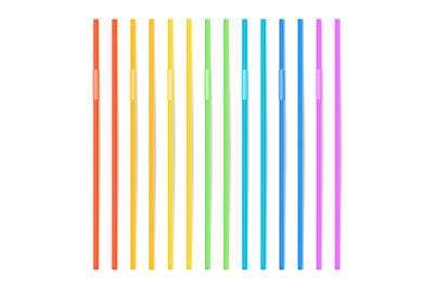Colorful Drinking Straws Vector. Different Types