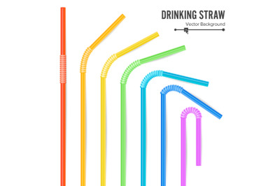 Colorful Drinking Straws Vector. Different Types