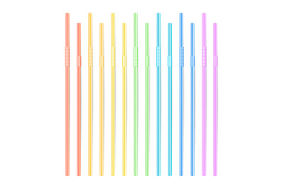 Colorful Drinking Straws Vector. Different Types