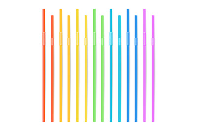 Colorful Drinking Straws Vector. Different Types