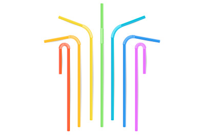 Colorful Drinking Straws Vector. Different Types