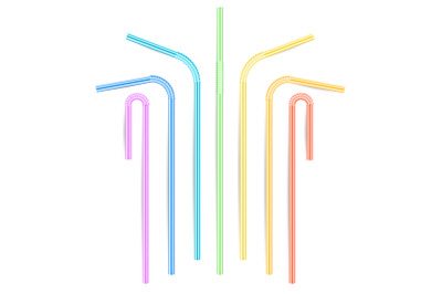 Colorful Drinking Straws Vector. Different Types