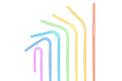 Colorful Drinking Straws Vector. Different Types