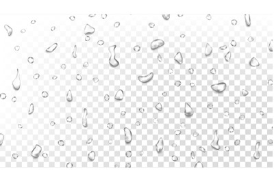 Water Drops Background Vector. Wet Backdrop. Clean Fresh Water. Abstract Bubble. Isolated On Transparent Background Illustration