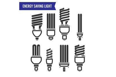 Energy Saving Light Vector. Set Of Energy Saving Light Bulbs Icon.