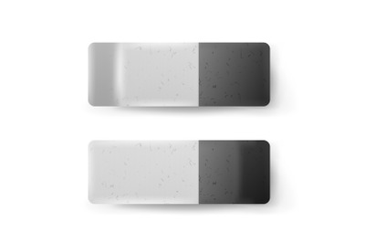 Realistic Eraser Isolated Vector. Classic Grey White Rubber Icon. Isolated Illustration