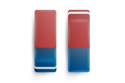 Realistic Eraser Isolated Vector. School Blue Orange Rubber Icon. Isolated Illustration