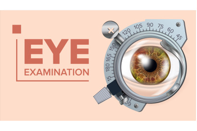 Eye Test Banner Vector. Correction Device. Optometrist Check. Test Illustration