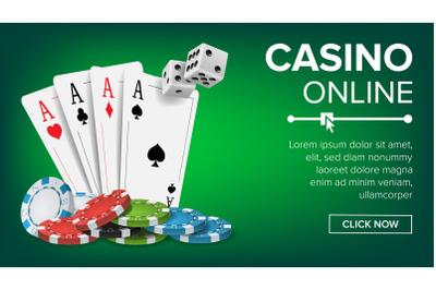 Casino Poker Design Vector. Casino Theme Fortune Background Concept. Poker Cards, Chips, Playing Gambling Cards. Realistic Illustration