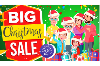 Christmas Sale Banner Vector. Super Sale Flyer. Discount Up To 50 Off. Super Flyer. Illustration