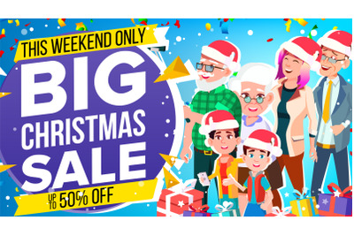 Christmas Sale Banner Vector. Holidays Sale Announcement. Big Christmas Banner. Illustration