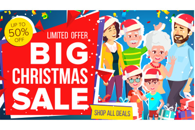 Christmas Sale Banner Vector. Big Sale Offer. Big Super Label. Illustration