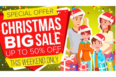 Christmas Sale Banner Vector. Sale Label. Big Super Special Offer. Illustration