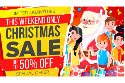 Christmas Sale Banner Vector. Discount Up To 50 Off. Special Offer Sale Banner. Illustration