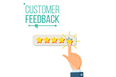 Customer Giving Rating Vector. Five Star Rating. Review Concept. Isolated Flat Illustration