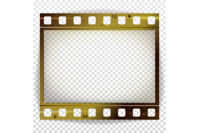 Film Strip Vector. Cinema Of Photo Frame Strip Blank Scratched Isolated On Transparent Background.