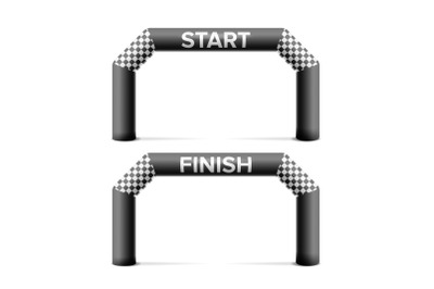 Inflatable Start, Finish Line Arch Vector. Place For Sponsors Advertising. Isolated On White Illustration