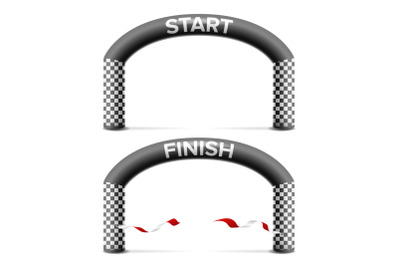 Finish, Start Line Arch Isolated Vector. Sport Event. Triathlon, Skiing, Marathon Racing Concept. Isolated On White Illustration