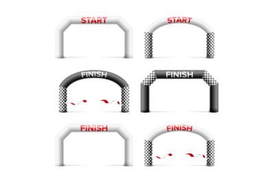 Inflatable Arch Set Isolated Vector. Place For Sponsors Advertising. Archway, Suitable For Sport Event. Marathon Racing Concept. Isolated Illustration